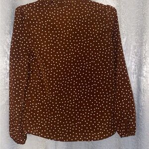 SHEIN Brown Polka Dot Long Sleeve Blouse Womans